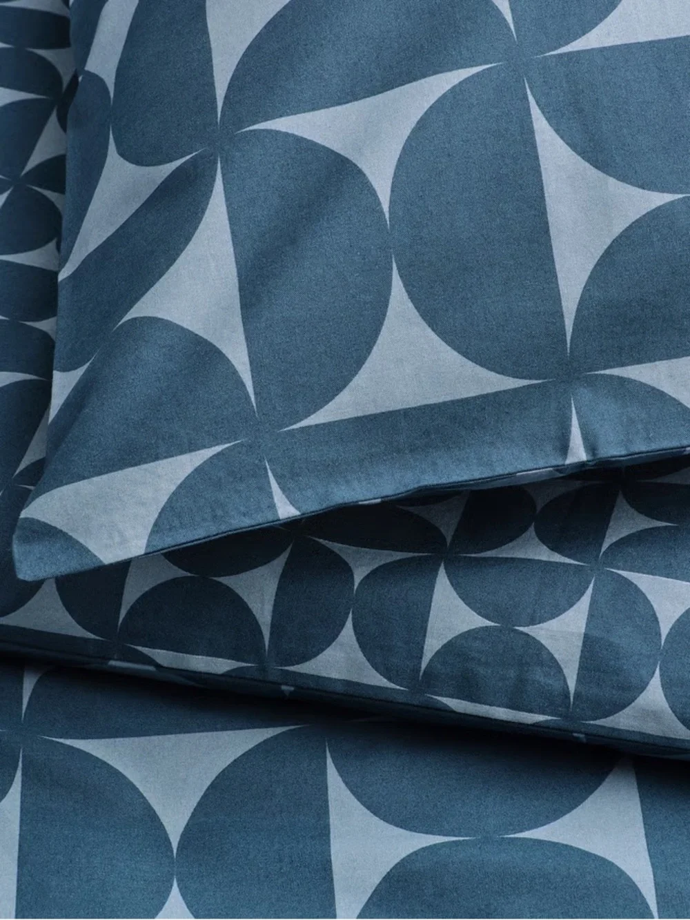 Geometric Blue Cotton Duvet Cover Set - Full/Queen